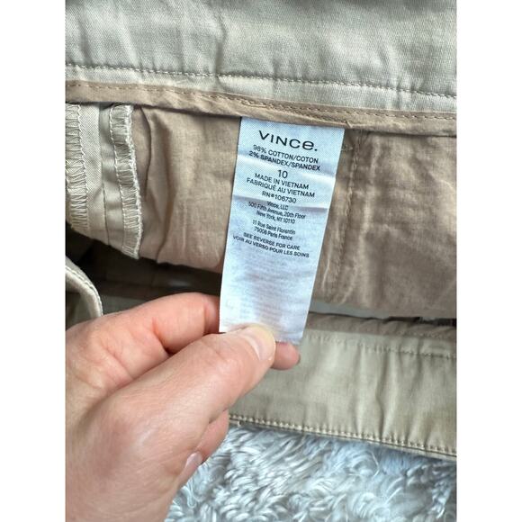 Vince Pants Women's 10 Chino Chopped Tan Midrise 98% Cotton - Picture 4 of 6